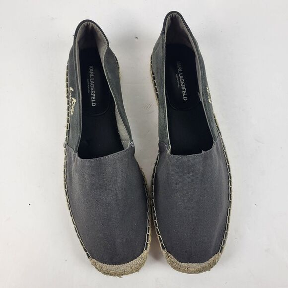 Karl Lagerfeld Espadrilles Women Loafers Slip on canvas suede upper Gray Size 12 - Picture 7 of 10